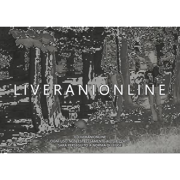 1974 RADUNO ITALIA AI CAMPIONATI DEL MONDO DI CALCIO 74 NELLA FOTO KARL HEINZ SCHNELLINGER E GIANNI RIVERA AG ALDO LIVERANI SAS