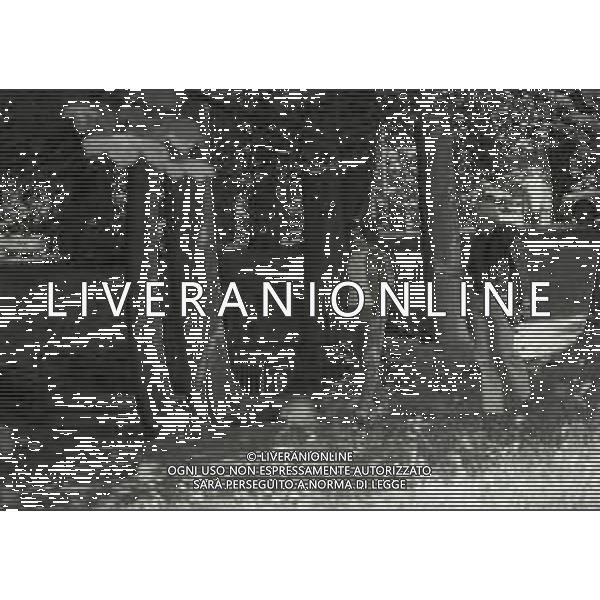 1974 RADUNO ITALIA AI CAMPIONATI DEL MONDO DI CALCIO 74 NELLA FOTO KARL HEINZ SCHNELLINGER E GIANNI RIVERA AG ALDO LIVERANI SAS