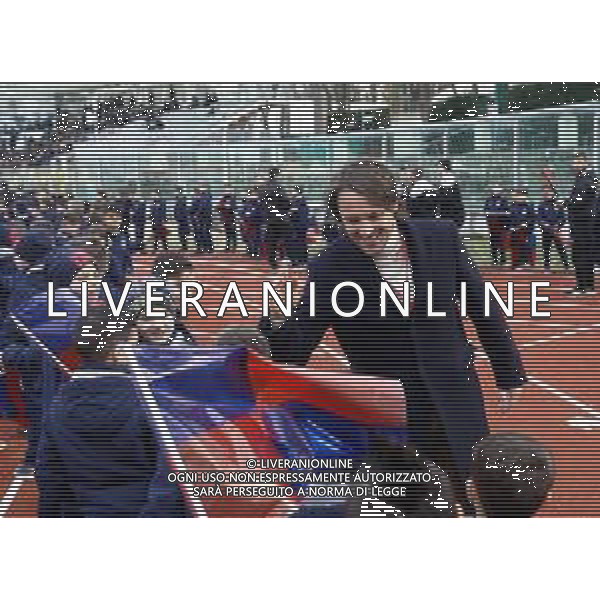 IMOLA 10 03 2019 PRIMA DELLA PARTITA IMOLESE CALCIO-RENATE SFILATA DEL SETTORE GIOVANILE DELL\'IMOLESE CALCIO NELLA FOTO PRESIDENTE LORENZO SPAGNOLI CON SETTORE GIOVANILE foto gianni sanna-ag aldo liverani sas