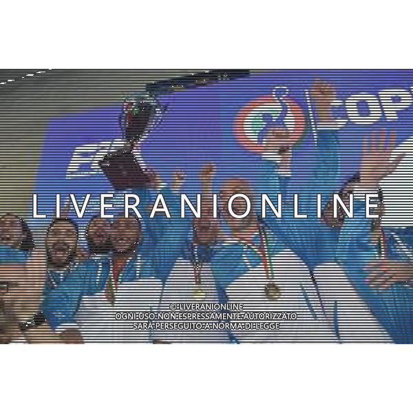 Esultanza Pro Recco vincitrice Coppa Italia Bari 10/03/2019 Stadio del Nuoto Coppa Italia Final Six Pallanuoto Uomini Finale 1/2 posto Pro Recco - AN Brescia PH Fotolive/ Andrea Staccioli/Deepbluemedia/Insidefoto / AGENZIA ALDO LIVERANI SAS