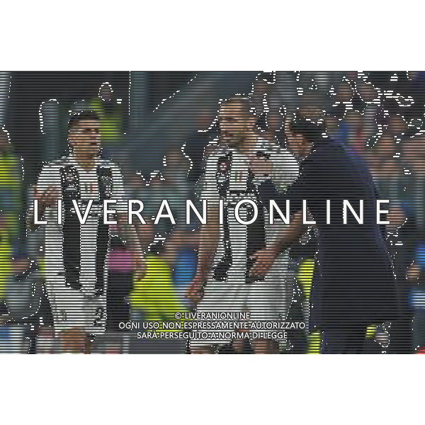 Torino 12.03.2019 Allianz Stadium 12.03.2019 Ottavi di finale Champions League Juventus vs Atletico Madrid ©Falzone/Agenzia Aldo Liverani NELLA FOTO : Massimiliano Allegri-Joau Cancelo-Giorgio Chiellini