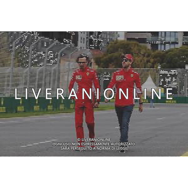 Sebastian Vettel (GER) Ferrari walks the circuit with Laurent Mekies (FRA) Ferrari Sporting Director. 13.03.2019. Formula 1 World Championship, Rd 1, Australian Grand Prix, Albert Park, Melbourne, Australia, Preparation Day. / AGENZIA ALDO LIVERANI SAS - ITALY ONLY EDITORIAL USE ONLY