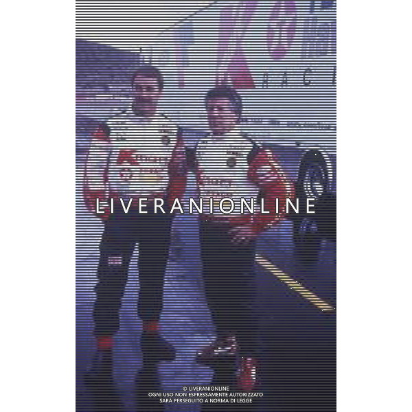RETROSPETTIVA NIGEL MANSELL PILOTA F1 NELLA FOTO NIGEL MANSELL NELL\'ANNO 1993 CON MARIO ANDRETTI AG ALDO LIVERANI SAS