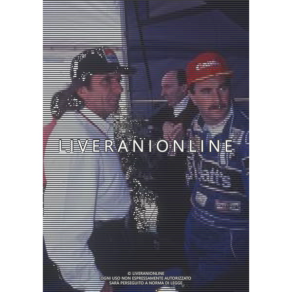 RETROSPETTIVA NIGEL MANSELL PILOTA F1 NELLA FOTO NIGEL MANSELL NELL\'ANNO 1992 CON EMERSON FITTIPALDI AG ALDO LIVERANI SAS  