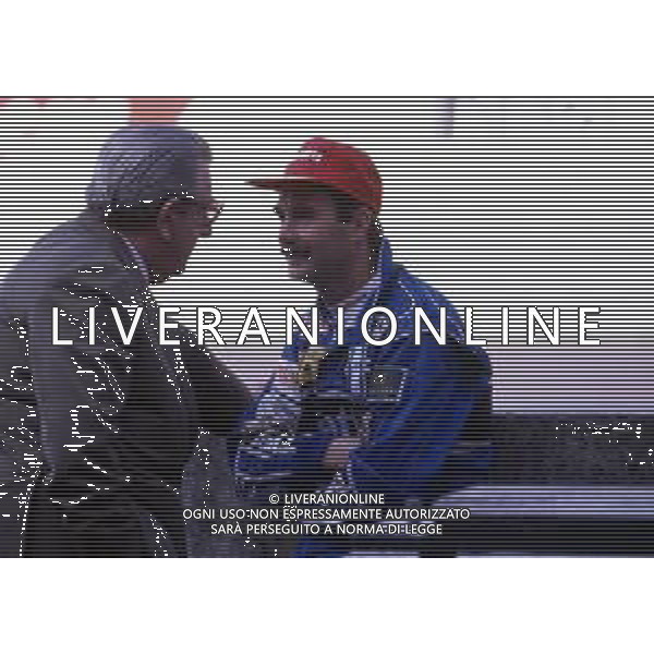 RETROSPETTIVA NIGEL MANSELL PILOTA F1 NELLA FOTO NIGEL MANSELL NELL\'ANNO 1992 CON JEAN MARIE BALESTRE AG ALDO LIVERANI SAS  