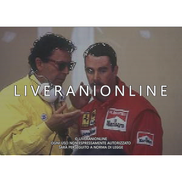 RETROSPETTIVA NIGEL MANSELL PILOTA F1 NELLA FOTO NIGEL MANSELL NELL\'ANNO 1989 CON CESARE FIORIO AG ALDO LIVERANI SAS 