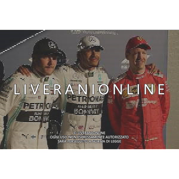 Pole for Lewis Hamilton (GBR) Mercedes AMG F1 W10, 2nd for Valtteri Bottas (FIN) Mercedes AMG F1 W10 and 3rd for Sebastian Vettel (GER) Ferrari SF90. 16.03.2019. Formula 1 World Championship, Rd 1, Australian Grand Prix, Albert Park, Melbourne, Australia, Qualifying Day. / AGENZIA ALDO LIVERANI SAS - ITALY ONLY EDITORIAL USE ONLY