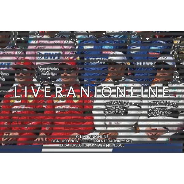 (L to R): Charles Leclerc (MON) Ferrari; Sebastian Vettel (GER) Ferrari; Lewis Hamilton (GBR) Mercedes AMG F1; and Valtteri Bottas (FIN) Mercedes AMG F1, at the start of season group photograph. 17.03.2019. Formula 1 World Championship, Rd 1, Australian Grand Prix, Albert Park, Melbourne, Australia, Race Day. / AGENZIA ALDO LIVERANI SAS - ITALY ONLY EDITORIAL USE ONLY - F1 GP AUSTRALIA MELBOURNE GARA 17.03.2019.