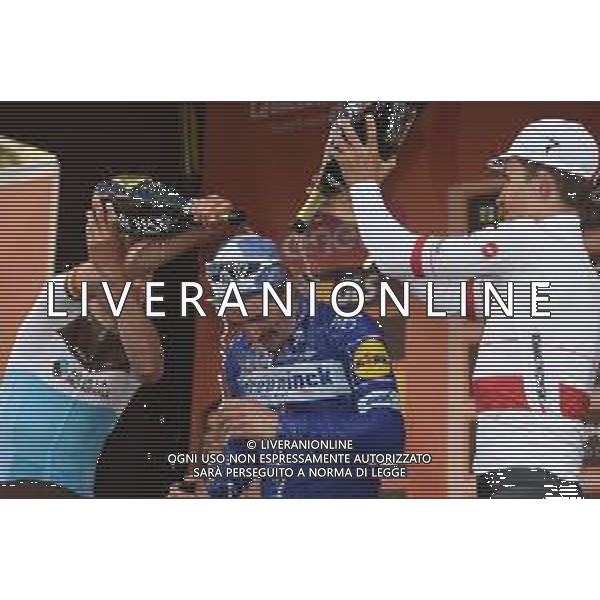 23-03-2019 Milano - Sanremo; 2019, Deceunick - Quickstep; 2019, Ag2r La Mondiale; 2019, Team Sky; Alaphilippe, Julian; Naesen, Oliver; Kwiatkowski, Michal; Sanremo; ©SIROTTI / AGENZIA ALDO LIVERANI SAS