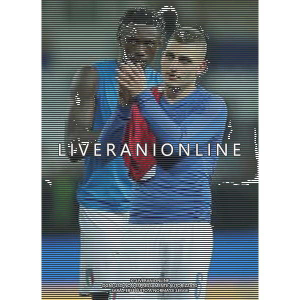 UEFA European Qualifiers Group J Parma - 26.03.2019 Italia-Liechtenstein Nella Foto: esultanza di marco verratti e moise kean che festeggiano a fine gara /Ph.Vitez-Ag. Aldo Liverani