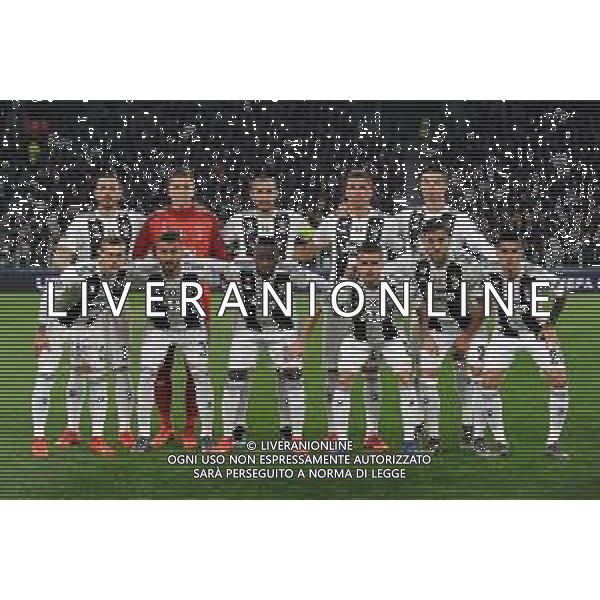 Torino 12.03.2019 Allianz Stadium 12.03.2019 Ottavi di finale Champions League Juventus vs Atletico Madrid ©Falzone/Agenzia Aldo Liverani NELLA FOTO : Formazione Juventus In piedi: Leonardo Bonucci-Wojciech Tomasz Szczesny-Giorgio Chiellini-Mario Mandžukić-Cristiano Ronaldo-Accosciati: Federico Bernardeschi-Leonardo Spinazzola-Blaise Matuidi-Miralem Pjanic-Emre Can-Joao Pedro Cavaco Cancelo