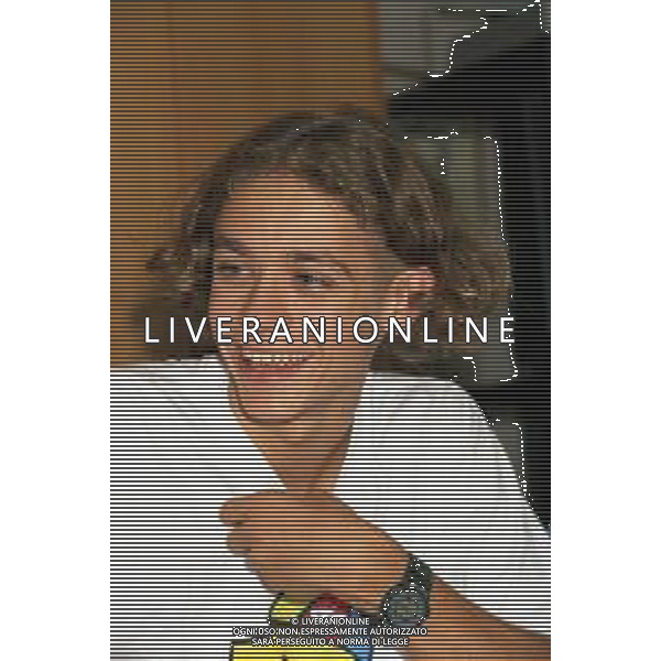 01-09-1997 MILANO REDAZIONE DELLA GAZZETTA DELLO SPORT IN VIA SOLFERINO 28 VISITA DEL CAMPIONE DI MOTOCICLISMO VALENTINO ROSSI NELLA FOTO VALENTINO ROSSI  AG ALDO LIVERANI SAS 