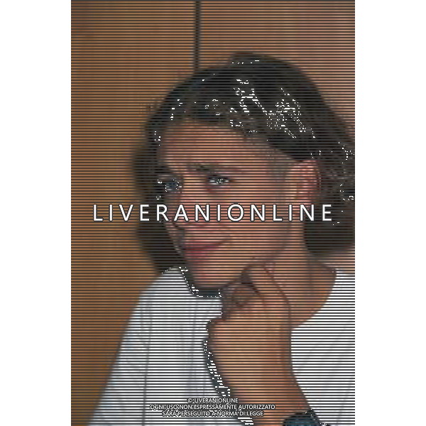 01-09-1997 MILANO REDAZIONE DELLA GAZZETTA DELLO SPORT IN VIA SOLFERINO 28 VISITA DEL CAMPIONE DI MOTOCICLISMO VALENTINO ROSSI NELLA FOTO VALENTINO ROSSI  AG ALDO LIVERANI SAS  