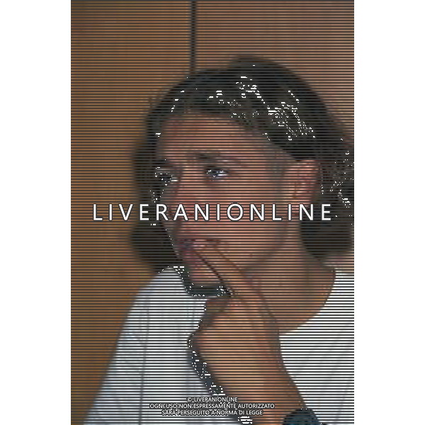 01-09-1997 MILANO REDAZIONE DELLA GAZZETTA DELLO SPORT IN VIA SOLFERINO 28 VISITA DEL CAMPIONE DI MOTOCICLISMO VALENTINO ROSSI NELLA FOTO VALENTINO ROSSI  AG ALDO LIVERANI SAS  