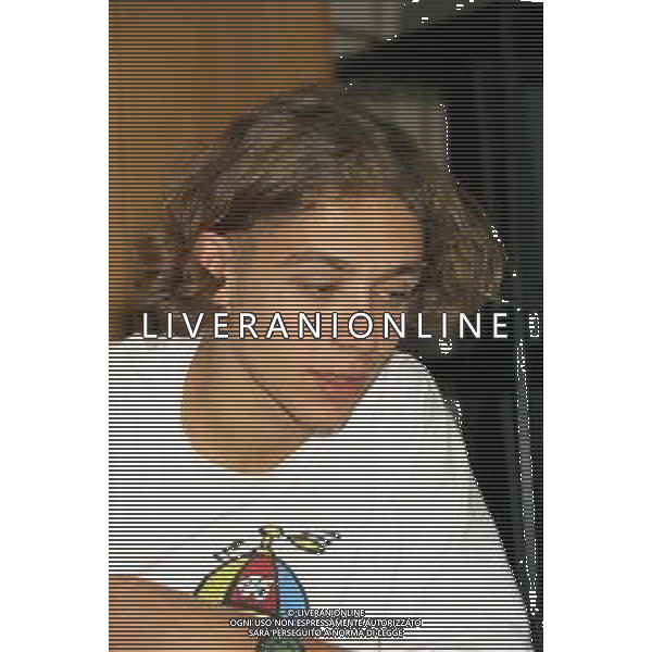 01-09-1997 MILANO REDAZIONE DELLA GAZZETTA DELLO SPORT IN VIA SOLFERINO 28 VISITA DEL CAMPIONE DI MOTOCICLISMO VALENTINO ROSSI NELLA FOTO VALENTINO ROSSI  AG ALDO LIVERANI SAS 