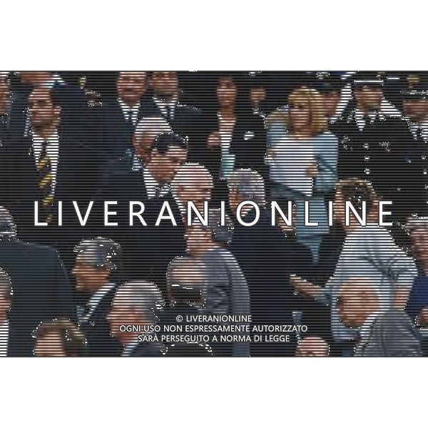 JUVENTUS - AJAX Finale Coppa Campioni UEFA Champions League - Roma, 22 maggio 1996 nella foto il presidente della repubblica Oscar Luigi Scalfaro in tribuna, Nicola Mancino, Umberto Agnelli e la moglie Allegra Caracciolo ©ARCHIVIO / AGENZIA ALDO LIVERANI SAS