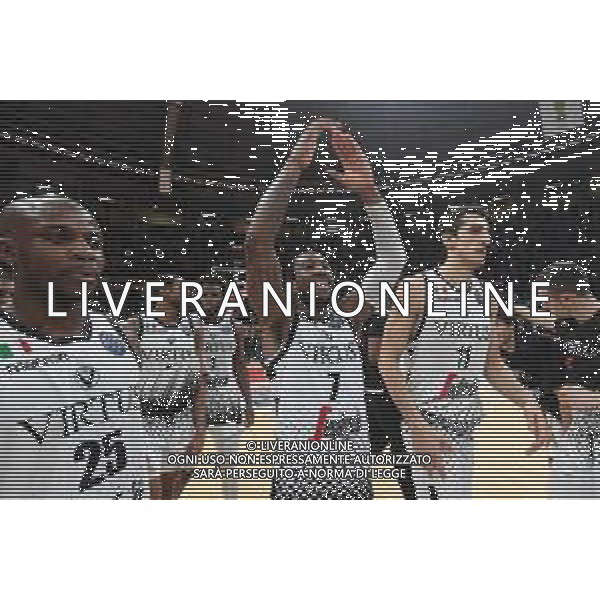 Segafredo Virtus Bologna - Nanterre 73-58 Basket Champions League 03.04.02019 Nella foto esultanza a fine gara - David Cournooh, Tony Taylor e Dejan Kravic ©OPTIMAFOTO / AGENZIA ALDO LIVERANI SAS
