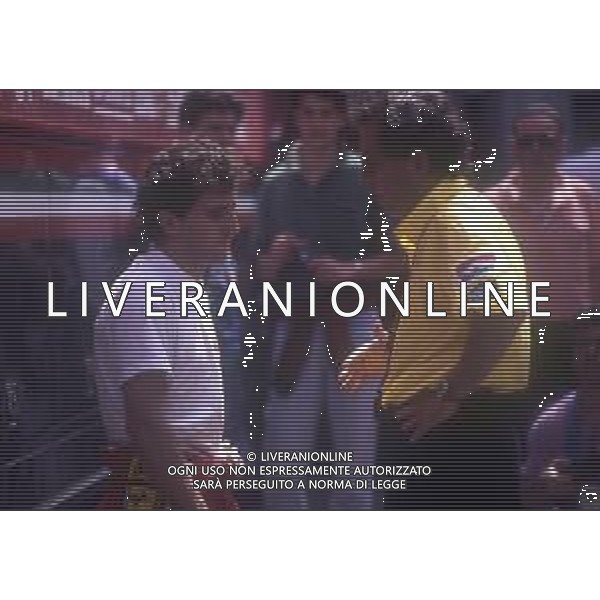 RETROSPETTIVA CESARE FIORIO DIRIGENTE SPORTIVO ITALIANO NELLA FOTO CESARE FIORIO CON ALAIN PROST AG ALDO LIVERANI SAS