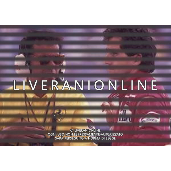 RETROSPETTIVA CESARE FIORIO DIRIGENTE SPORTIVO ITALIANO NELLA FOTO CESARE FIORIO CON ALAIN PROST AG ALDO LIVERANI SAS 