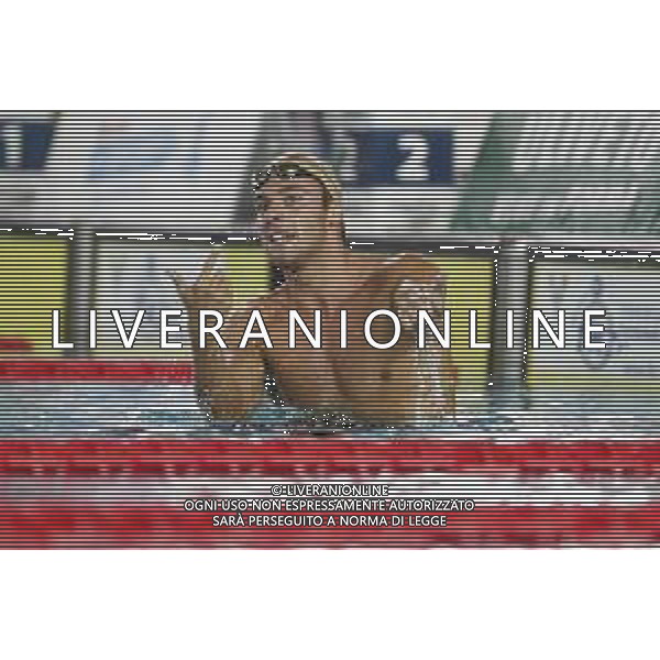 Riccione 06/04/2019 - Campionati Assoluti di Nuoto - nella foto: esultanza gregorio paltrinieri ©Claudio Zamagni/Agenzia Aldo Liverani