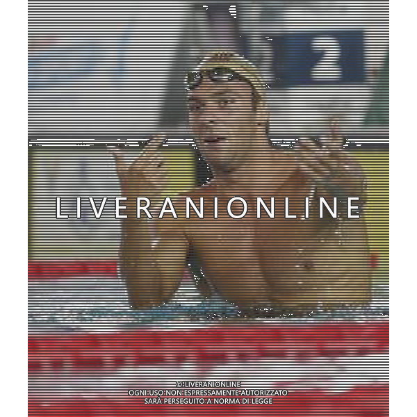 Riccione 06/04/2019 - Campionati Assoluti di Nuoto - nella foto: esultanza gregorio paltrinieri ©Claudio Zamagni/Agenzia Aldo Liverani