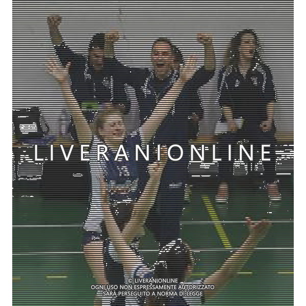 IMOLA 07 04 2019 PALLAVOLO CLAI IMOLA-BOLOGNA 3-1 PROMOZIONE IN B1 NELLA FOTO GIULIA COLLET E MANUEL TURRINI CLAI IMOLA FOTO GIANNI SANNA-AG ALDO LIVERANI SAS