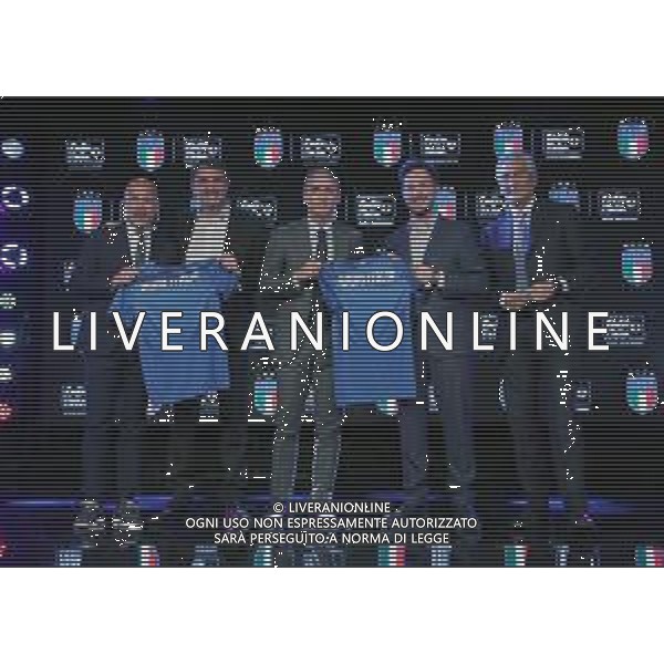 Serata FIGC-Radio Italia Milano - 08.04.2019 Nella Foto: Roberto Mancini, Luigi Di Biagio,Gabriele Gravina,Alessandro Volanti,Marco Pontini /Ph.Vitez-Ag. Aldo Liverani