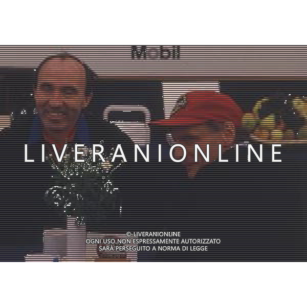 RETROSPETTIVA NIKI LAUDA PILOTA F1 E DIRIGENTE SPORTIVO NELLA FOTO NIKI LAUDA CON FRANK WILLAIMS AG ALDO LIVERANI SAS