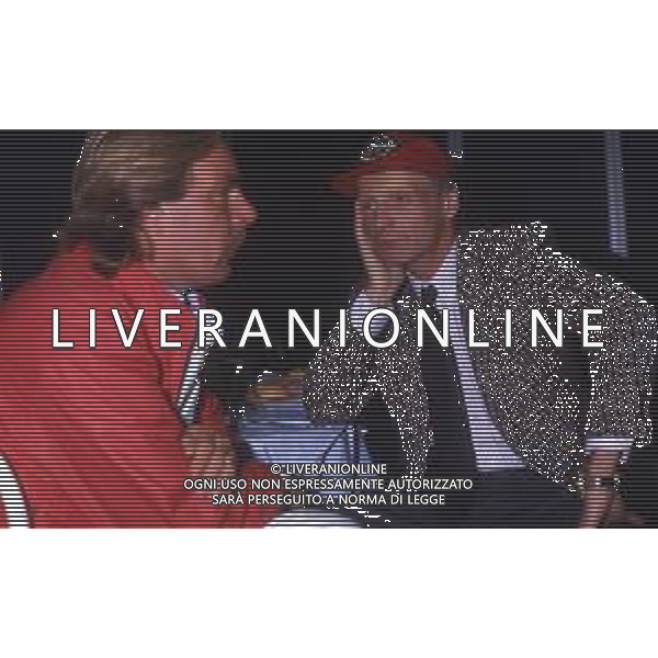 RETROSPETTIVA NIKI LAUDA PILOTA F1 E DIRIGENTE SPORTIVO NELLA FOTO NIKI LAUDA CON KEKE ROSBERG AG ALDO LIVERANI SAS