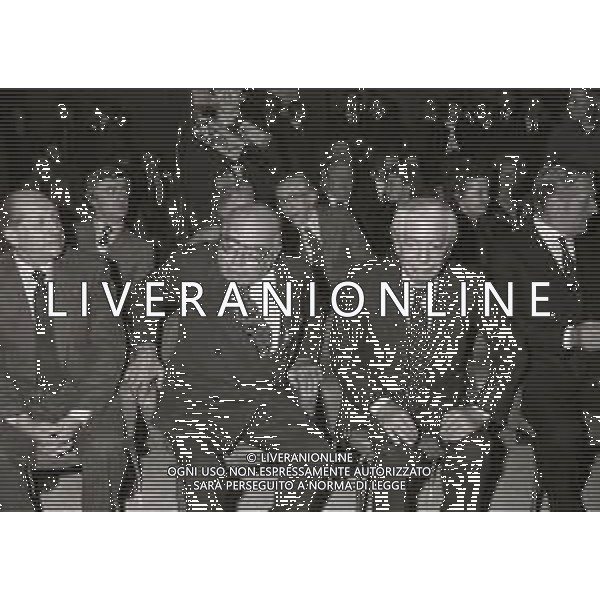 RETROSPETTIVA ANGELO MORATTI PETROLIERE E PRESIIDENTE DELL\'INTER NELLA FOTO ANGELO MORATTI PRESIDENTE INTER CON ANDREA RIZZOLI PRESIDENTE MILAN AL PREMIO TORRETTA NEL 1974 AG ALDO LIVERANI SAS 