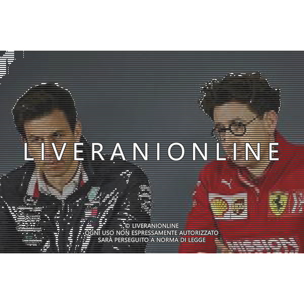 (L to R): Toto Wolff (GER) Mercedes AMG F1 Shareholder and Executive Director and Mattia Binotto (ITA) Ferrari Team Principal in the FIA Press Conference. 12.04.2019. Formula 1 World Championship, Rd 3, Chinese Grand Prix, Shanghai, China, Practice Day. / AGENZIA ALDO LIVERANI SAS - ITALY ONLY EDITORIAL USE ONLY - Gp F1 Cina Shanghai Prove Libere 12.04.2019