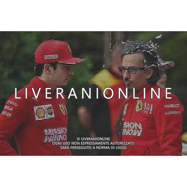 (L to R): Charles Leclerc (MON) Ferrari with Laurent Mekies (FRA) Ferrari Sporting Director. 12.04.2019. Formula 1 World Championship, Rd 3, Chinese Grand Prix, Shanghai, China, Practice Day. / AGENZIA ALDO LIVERANI SAS - ITALY ONLY EDITORIAL USE ONLY - Gp F1 Cina Shanghai Prove Libere 12.04.2019