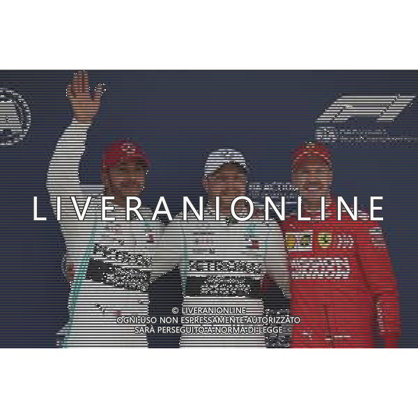 Pole for Valtteri Bottas (FIN) Mercedes AMG F1 W10, 2nd for Lewis Hamilton (GBR) Mercedes AMG F1 W10 and 3rd for Sebastian Vettel (GER) Ferrari SF90. 13.04.2019. Formula 1 World Championship, Rd 3, Chinese Grand Prix, Shanghai, China, Qualifying Day.