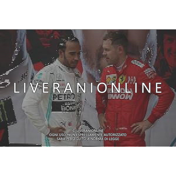 Lewis Hamilton (GBR) Mercedes AMG F1 W10 and Sebastian Vettel (GER) Ferrari SF90. 14.04.2019. Formula 1 World Championship, Rd 3, Chinese Grand Prix, Shanghai, China, Race Day. AG ALDO LIVERANI SAS-ONLY ITALY
