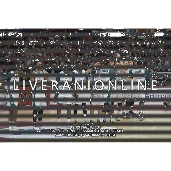Schieramento Cantu\' durante la partita Basket SerieA LBA Umana Reyer Venezia Vs Acqua S. Bernardo Cantu\' 14 aprile 2019 ©Alessio Marini / AGENZIA ALDO LIVERANI SAS