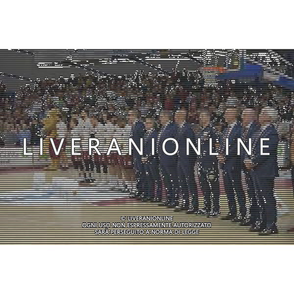 Schieramento Reyer Venezia durante la partita Basket SerieA LBA Umana Reyer Venezia Vs Acqua S. Bernardo Cantu\' 14 aprile 2019 ©Alessio Marini / AGENZIA ALDO LIVERANI SAS