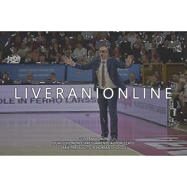 Mister De Raffaele Walter durante la partita Basket SerieA LBA Umana Reyer Venezia Vs Acqua S. Bernardo Cantu\' 14 aprile 2019 ©Alessio Marini / AGENZIA ALDO LIVERANI SAS
