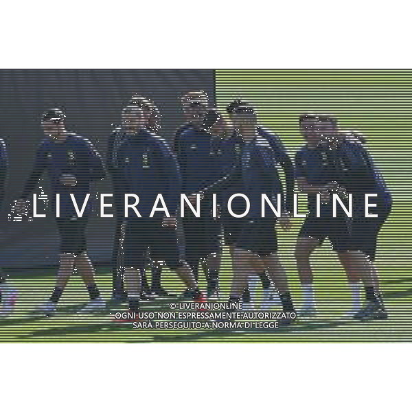 15.04.2019-Torino Allenamento Juventus Champions League La Continassa ©Falzone/Agenzia Aldo Liverani NELLA FOTO : Paulo Dybala, Andrea Barzagli, Leonardo Bonucci