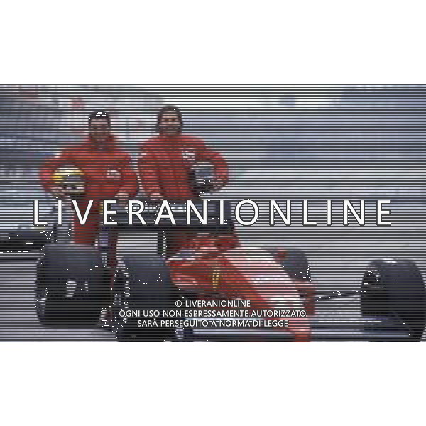 RETROSPETTIVA GERHARD BERGER PILOTA F1 NELLA FOTO GERHARD BERGER CON MICHELE ALBORETO LA FERRARI 1987 AG ALDO LIVERANI SAS 