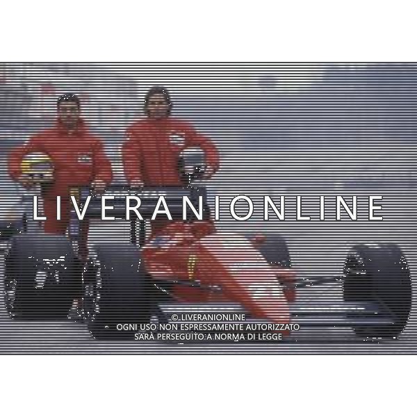 RETROSPETTIVA GERHARD BERGER PILOTA F1 NELLA FOTO GERHARD BERGER CON MICHELE ALBORETO LA FERRARI 1987 AG ALDO LIVERANI SAS 