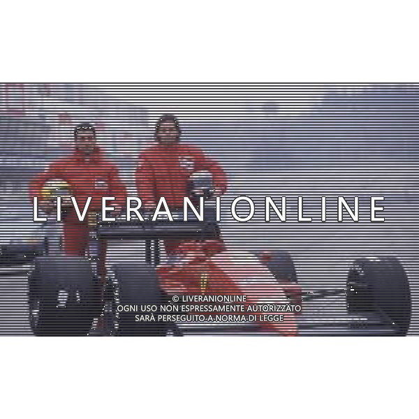 RETROSPETTIVA GERHARD BERGER PILOTA F1 NELLA FOTO GERHARD BERGER CON MICHELE ALBORETO LA FERRARI 1987 AG ALDO LIVERANI SAS 