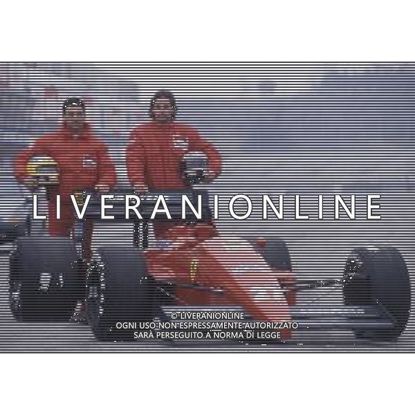 RETROSPETTIVA GERHARD BERGER PILOTA F1 NELLA FOTO GERHARD BERGER CON MICHELE ALBORETO LA FERRARI 1987 AG ALDO LIVERANI SAS 