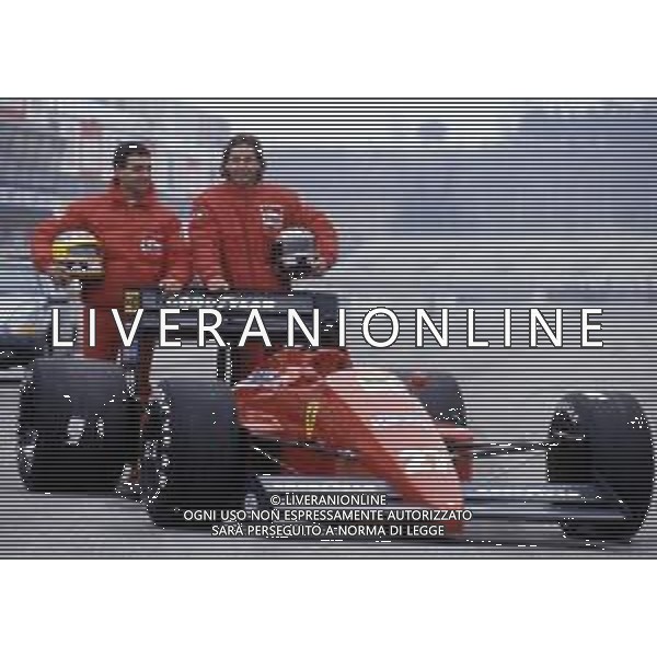 RETROSPETTIVA GERHARD BERGER PILOTA F1 NELLA FOTO GERHARD BERGER CON MICHELE ALBORETO LA FERRARI 1987 AG ALDO LIVERANI SAS 