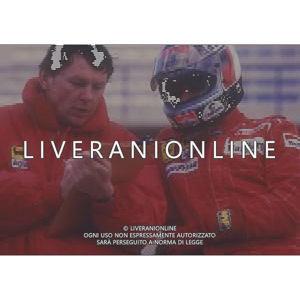 RETROSPETTIVA GERHARD BERGER PILOTA F1 NELLA FOTO GERHARD BERGER CON L\'INGEGNERE JOHN BARNARD AG ALDO LIVERANI SAS