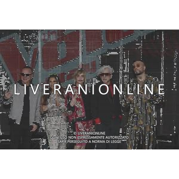 Milano ( MI ) 18/04/2019 Rai2 - Photocall The Voice of Italy 2019 Nella foto: Gigi D\'Alessio, Electra Miura Lamborghini, Simona Ventura, Morgan e Gué Pequeno PH Lauro Montagnini