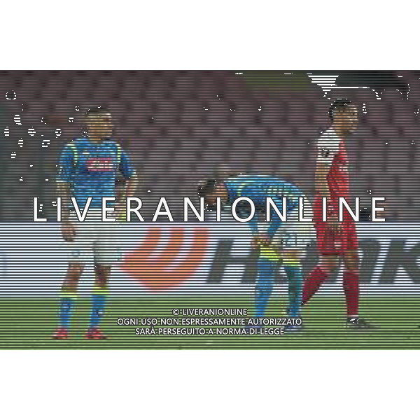 NAPOLI - ARSENAL RITORNO QUARTI DI FINALE EUROPA LEAGUE 18.04.2019 NELLA FOTO ALLAN, VLAD CHIRICHES, PIERRE-EMERICK AUBAMEYANG ©MOSCA / AGENZIA ALDO LIVERANI SAS