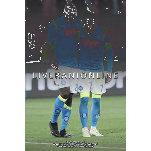 NAPOLI - ARSENAL RITORNO QUARTI DI FINALE EUROPA LEAGUE 18.04.2019 NELLA FOTO DELUSIONE FINE GARA KALIDOU KOULIBALY, FABIAN RUIZ ©MOSCA / AGENZIA ALDO LIVERANI SAS