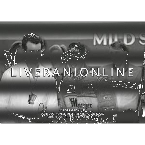 RETROSPETTIVA MICHEAL SCHUMACHER PILOTA F1 NELLA FOTO MICHAEL SCHUMACHER A MONZA NELL\'ANNO 1995 CON ALESSANDRO BENETTON AG ALDO LIVERANI SAS