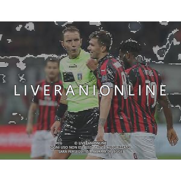 Coppa Italia TIM Cup 2018/2019 Semifinale Ritorno Milano - 24.04.2019 Milan-Lazio Nella Foto: alessio romagnoli protesta con arbitro Paolo Silvio Mazzoleni /Ph.Vitez-Ag. Aldo Liverani