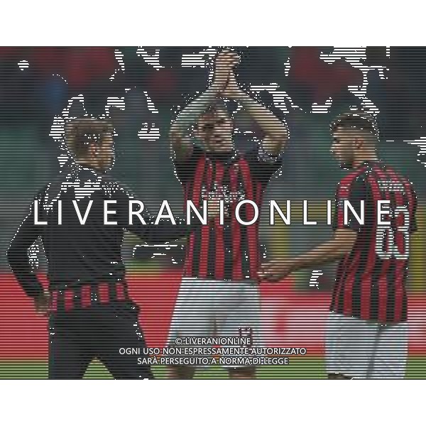 Coppa Italia TIM Cup 2018/2019 Semifinale Ritorno Milano - 24.04.2019 Milan-Lazio Nella Foto: alessio romagnoli, patrick cutrone e lucas biglia a fine gara /Ph.Vitez-Ag. Aldo Liverani